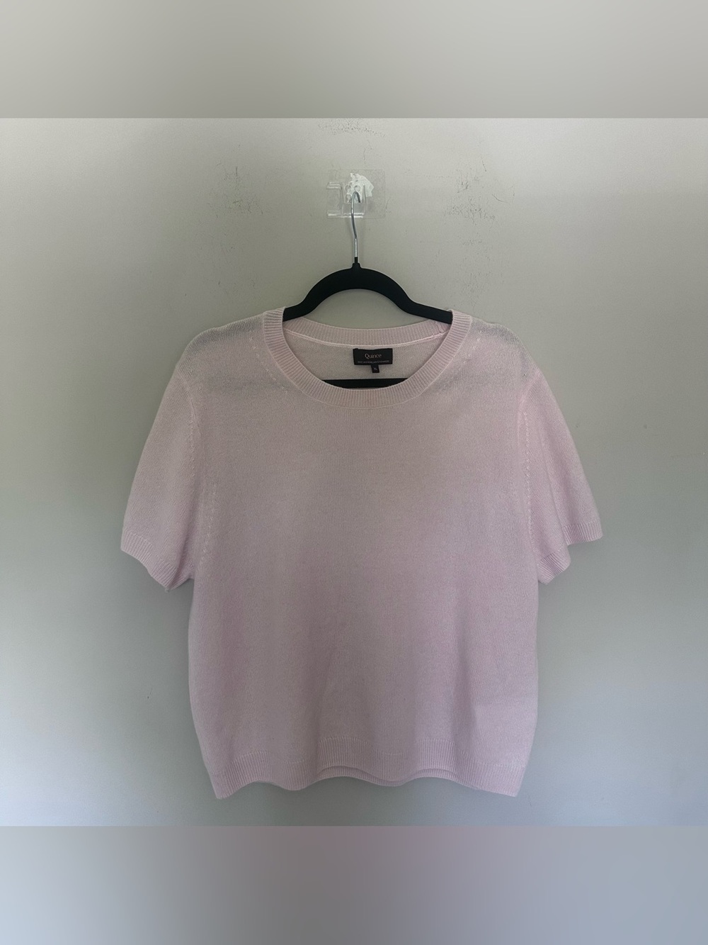 Quince Light Pink Short Sleeve Cashmere Top